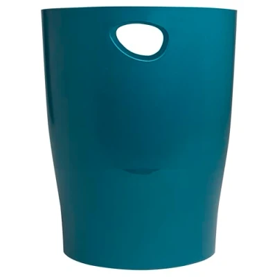 Abbildung von EXACOMPTA 1 Papierkorb mit Griffen ECOBIN NeoDeco Volumen 15 Liter Maße 26,3 x 33,5 cm für Büro oder Zuhause Farbe Entenblau
