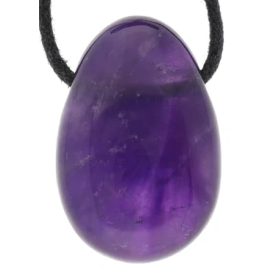 Abbildung von Lebensquelle Plus Amethyst Tropfenanhänger Gebohrter Trommelstein Tropfen Anhänger mit Baumwollband Hochwertiger Edelsteinanhänger