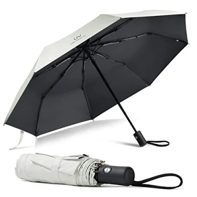 Abbildung von Vicloon Regenschirm, Taschenschirm Auf Zu Automatik, Regenschirm Sturmfest, 210T Teflon Beschichtung, lLeicht, Stark, für Herren und Damen (Elfenbeinweiß)
