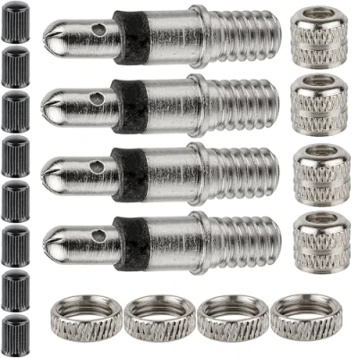 Abbildung von Fahrradventil Ersatz Set, für Dunlop Ventil (DV), mit 20 Teilen, inkl. 4 x Blitzventil, 8 Ventilkappen, Blitzventil Einsatz, Normalventil, Fahrrad Set Befestigungsmuttern