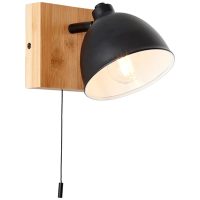 Abbildung von Brilliant Wandleuchte »Celia«, 1 flammig, Leuchtmittel E14 ohne Leuchtmittel, Höhe 13 cm, E14, Metall/Bambus, matt schwarz/bambus