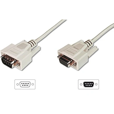 Abbildung von DIGITUS Serielles Anschluss Kabel D Sub 9 zu Stecker Buchse 5.0m Verlängerungskabel Beige