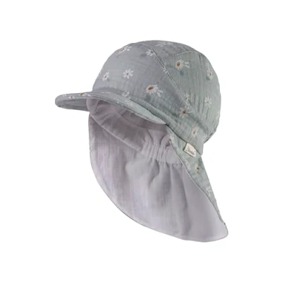 Abbildung von Sterntaler Schirmmütze mit Nackenschutz Gänseblumen für Mädchen Baby Mütze Sonnenkappe aus Baumwolle steingrün, 49