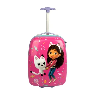 Abbildung von Undercover Polycarbonat Trolley Gabby&#039;s Dollhouse 16 Inch mit Spanngurten und Reißverschlussfach Teleskopstange leicht robust für Kinder