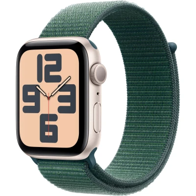 Abbildung von Apple Watch SE 2024 44mm Gold (Grünes Nylon Armband)