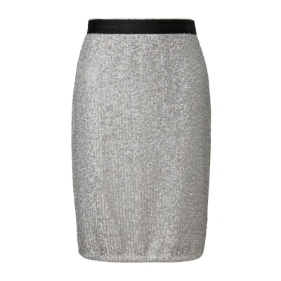 Abbildung von comma casual identity MIT Pailletten Alinienrock, Damen, Größe: 36, Silber
