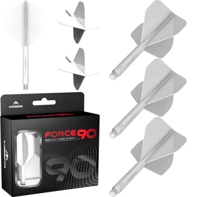 Abbildung von Mission Darts Force 90 Integriertes präzisionsgeformtes Dart Flight und Schaftsystem, Packung mit 3 professionellen, sehr langlebigen kombinierten Flights Schäften, Standard Nr. 2