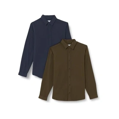 Abbildung von JACK &amp; JONES Herren JJPLAIN Fall SOLID Shirt LS 2MP Hemd, Forest Night/Pack:Forest Night + Navy Blazer, XL