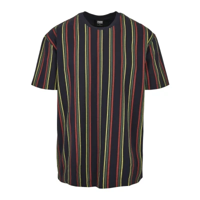 Abbildung von Urban Classics Tshirt Printed Oversized Retro Stripe TEE print, Herren, Größe: 3XL, Midnightnavy/burnedred
