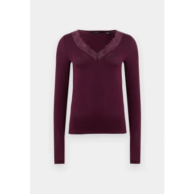 Abbildung von Vero Moda Vmrosa V NECK Langarmshirt, Damen, Größe: Large, Winetasting