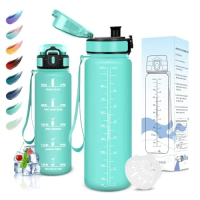 Abbildung von Motswedi Trinkflasche Sport, 1L BPA Frei, Trinkflasche, Kohlensäure Geeignet, Sport Auslaufsicher, Wasserflasche für Yoga, Schule, Fahrrad, Kinder, Outdoors, Blaugrün