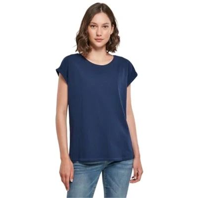 Abbildung von Build Your Brand Damen T Shirt Ladies Extended Shoulder Tee, lang geschnittenes für Frauen, Baumwolle, Lightnavy, S