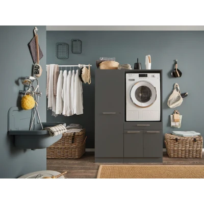Abbildung von LAUNDREEZY Waschmaschinenschrank und Mehrzweckschrank, Anthrazit Waschmaschinen Überbauschrank TÜV zertifiziert mit viel Stauraum 117,5 x 162 67,5 cm (B/H/T)