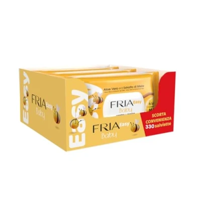 Abbildung von Fria Easy Baby Windelwechseltücher, mit Aloe Vera und Honigextrakt hautbefeuchtender Wirkung, dermatologisch getestet, Packung 330 Tüchern