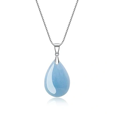 Abbildung von COAI Geschenkideen Damen 925s Halskette aus Edelsteine Träne der Engel Anhänger Aquamarin