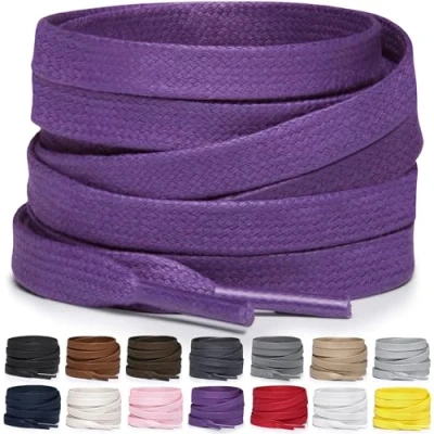 Abbildung von Miscly Schnürsenkel Flach Gewachst Reißfest für Steifel und Lederschuhe 100% Baumwolle Ø 6mm (137 cm, Violett)