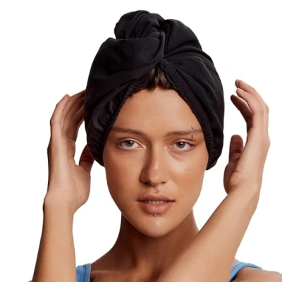Abbildung von Mikrofaser Haarturban Schnelltrocknend Saugfähiges Turban Handtuch Mit Knopf Für Lange Haare, Locken, Curly Girl Methode, Haar Handtuch, Hair Wrap, Kopfhandtuch Damen Und Kinder