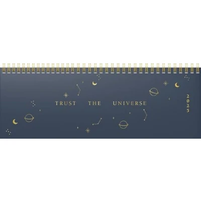 Abbildung von rido/idé Querterminbuch Modell Young Line (2025) „Universe“, 2 Seiten = 1 Woche, 297 x 105 mm, 128 Seiten, Grafik Einband, dunkelblau