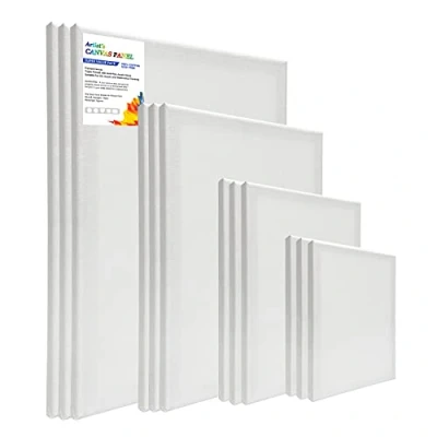 Abbildung von HOTOOLME 12 Stück Leinwand Set zum bemalen, Keilrahmen 13x18cm, 18x24cm, 24x30cm, 30x40cm, 3 Fach weiß vorgrundiert, 100% Baumwolle für Acryl und Ölgemälde