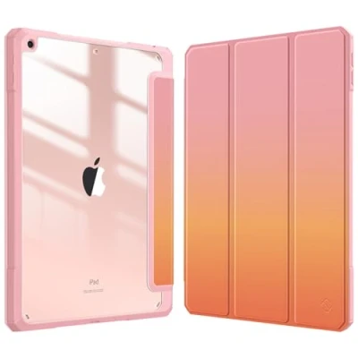 Abbildung von Fintie Hybrid Hülle für 10.2 Zoll iPad 9. Generation 2021/8. Gen 2020/7. 2019 mit Stifthalter Stoßfeste Schutzhülle transparenter Hartschale auf der Rückseite, Sonnenuntergang Ombre