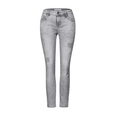 Abbildung von Street One IM Destroyedlook Jeans Slim Fit, Damen, Größe: 33x28, Grau