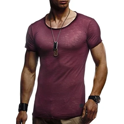 Abbildung von Leif Nelson T Shirt Herren Sommer Rundhals Ausschnitt Regular Fit 100% Baumwolle, Casual Basic Männer Kurzarm