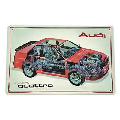 Abbildung von Audi A8 8985 Blechschild Sport Quattro 3D Prägung Stahlblech, Fahrzeug Querschnitt
