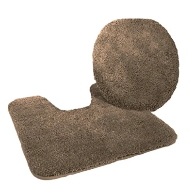 Abbildung von Kinzler J 10052/52 Mikrofaser Bademattenset 2 teilig, WC Deckelbezug 47 x 50 cm, und Vorleger mit Ausschnitt 55 braun