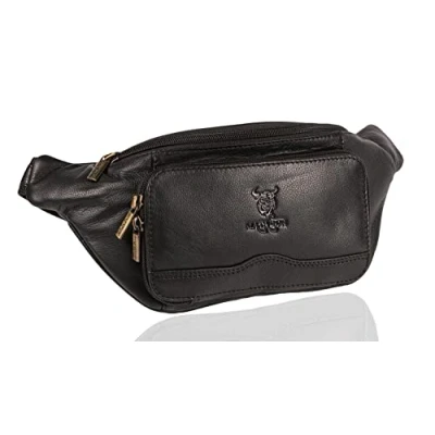 Abbildung von MATADOR Bauchtasche Leder Herren Gürteltasche Männer XXL Hüfttasche Festivaltasche Freizeittasche Wandertasche Urlaubstasche Schwarz