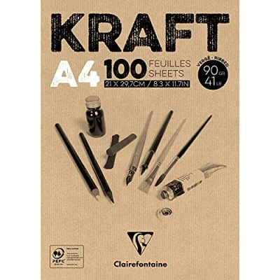 Abbildung von Clairefontaine 96545C Kraftpapier Block (geleimt, ideal für Trockentechniken, 100 Blatt, DIN A4, 21 x 29,7 cm, 90 g) braun