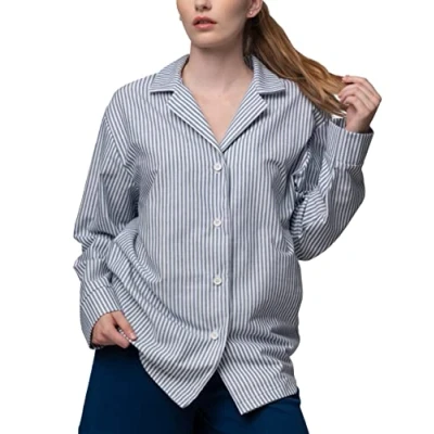 Abbildung von greenjama Damen Pyjama Hemd, GOTS Zertifiziert Pyjamaoberteil, Ultramarin, 42