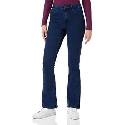 Abbildung von PIECES Damen Pcpeggy Flared Hw Jeans Db Noos Bc, Dark Blue Denim, L