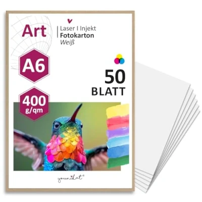 Abbildung von Blanko Postkarten in 400g/qm zum Selbstgestalten I DIN A6 50er Set DIY Grußkarten weiß starker dicker Karton beschreiben bemalen dv_728