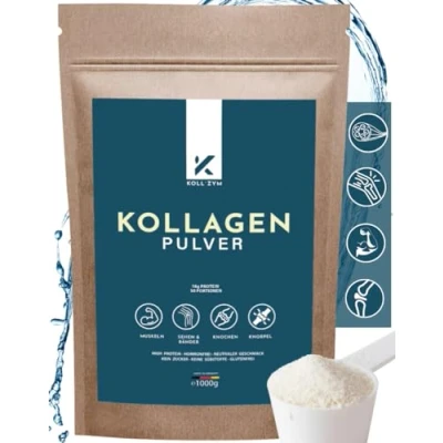 Abbildung von KOLL`ZYM© Collagen Pulver 1 KG 100% Kollagen Hydrolysat Eiweiß Geschmacksneutral Bioaktives Sports Ohne Zusätze Made in Germany [1000g]
