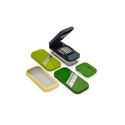Abbildung von Joseph Multi Prep Compact 4 in 1 Multifunktionsset, Gemüsehobel, Zwiebelschneider, Pommesschneider, Käsereibe, Madonline, Julienne Schneider mit Behälter