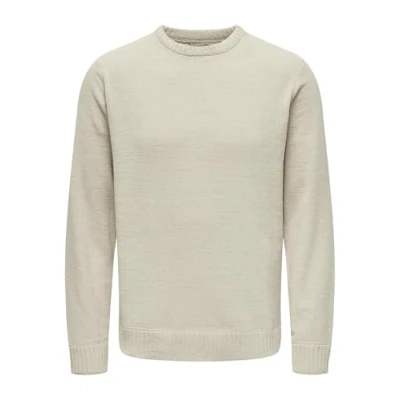 Abbildung von ONLY&amp;SONS Herren Strickpullover Rundhals Langarm Regular fit weich bequem, Farben:Beige 2, Größe Pullover:M