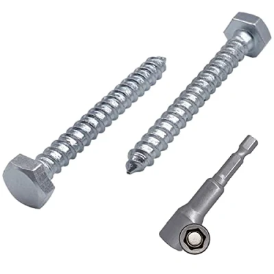 Abbildung von Marcopol (30 Stück) DIN 571 Verzinkter Stahl Sechskant Holzschrauben M8 x 60 mm, Schrauben, Sechskantschraube, Sechskantschrauben, Sechskantkopf (30, mm), Silber
