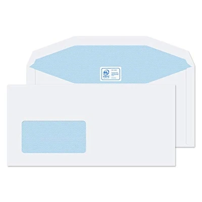 Abbildung von Blake Purely Everyday 3904 Kuvertierhüllen Briefumschläge Naßklebung niedriges Mit Fenster Weiß DL+ 114 x 235 mm 90g/m² 1000 Stück