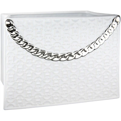 Abbildung von GILDE Deko Vase Weiss Dekovase Tasche HX Keramik, weiß Dekoration Geschenk Geburtstagsgeschenk Höhe 20 cm