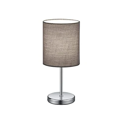 Abbildung von Reality Leuchten Tischleuchte Jerry R50491011, Metall Nickel matt, Stoffschirm Grau, exkl. 1x E14