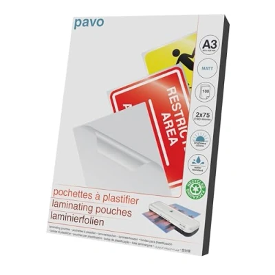 Abbildung von Pavo Premium Laminierfolien DIN A3, 2 x 75 micron, 100 er Pack, matt