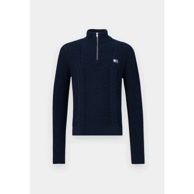Abbildung von Tommy Jeans SLIM Badge Cable Strickpullover Dark night navy, Herren, Größe: 50, navy