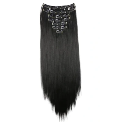 Abbildung von CAISHA XXL 50cm 8 Teile Set CLIP IN EXTENSIONS Nicole Haarverlängerung Haarteil Voluminös Glatt Naturschwarz CES205