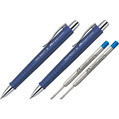 Abbildung von Faber Castell Kugelschreiber Poly Ball blau (2er Set + Ersatzmine)