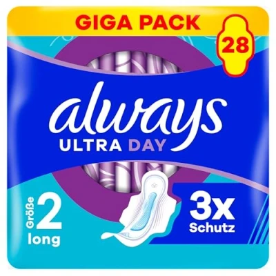 Abbildung von Always Ultra Day Damenbinden Long (Größe 2) Mit Flügeln 28 Stück, Super Saugfähig Und Dünn, Für Die Periode