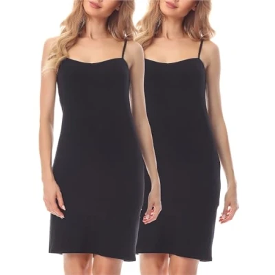 Abbildung von Merry Style Damen Unterkleid kurz Petticoat Knielänge einstellbare Träger 2Pack MS10 203(2Pack Schwarz/Schwarz, 3XL)