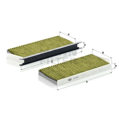 Abbildung von MANN FILTER FP 2418 2 Innenraumfilter RENAULT: MASTER 3 Kasten, Bus, Kangoo II Express, OPEL: Movano B Minibus, Van
