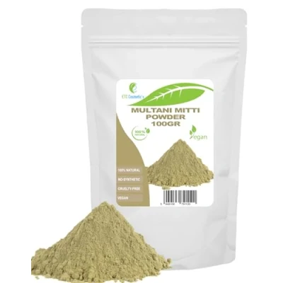 Abbildung von Multani mitti Ton (Multani clay) 200 g DIY Gesichtsmasken, Körpermasken, Haarmasken, sanfte Peelings und Scrubs, Seifenherstellung, Anti Aging Hautstraffung, natürlich