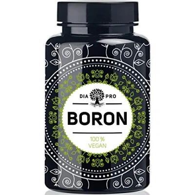 Abbildung von DiaPro® Boron 365 Stück Hochdosierte Tabletten mit 3 mg Bor pro Tablette aus Natriumborat Jahresvorrat 100% Vegan Laborgeprüft
