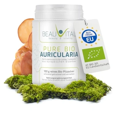 Abbildung von Pure Bio Auricularia Pulver 100 g Judasohr aus EU Landwirtschaft, vegan, ohne künstliche Zusatzstoffe